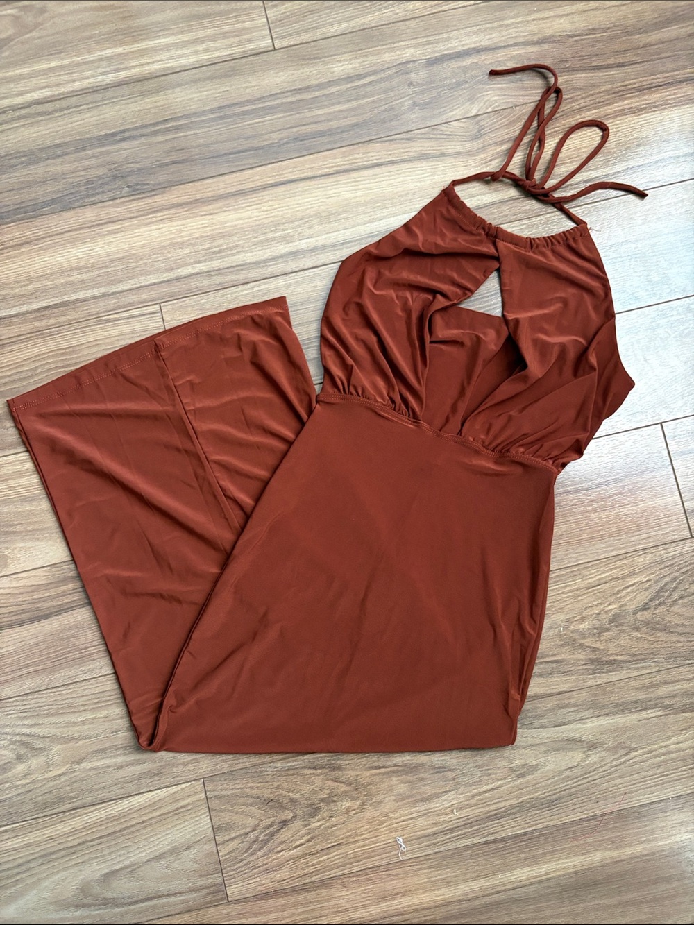 Fashion Nova Rust Halter Midi Dress